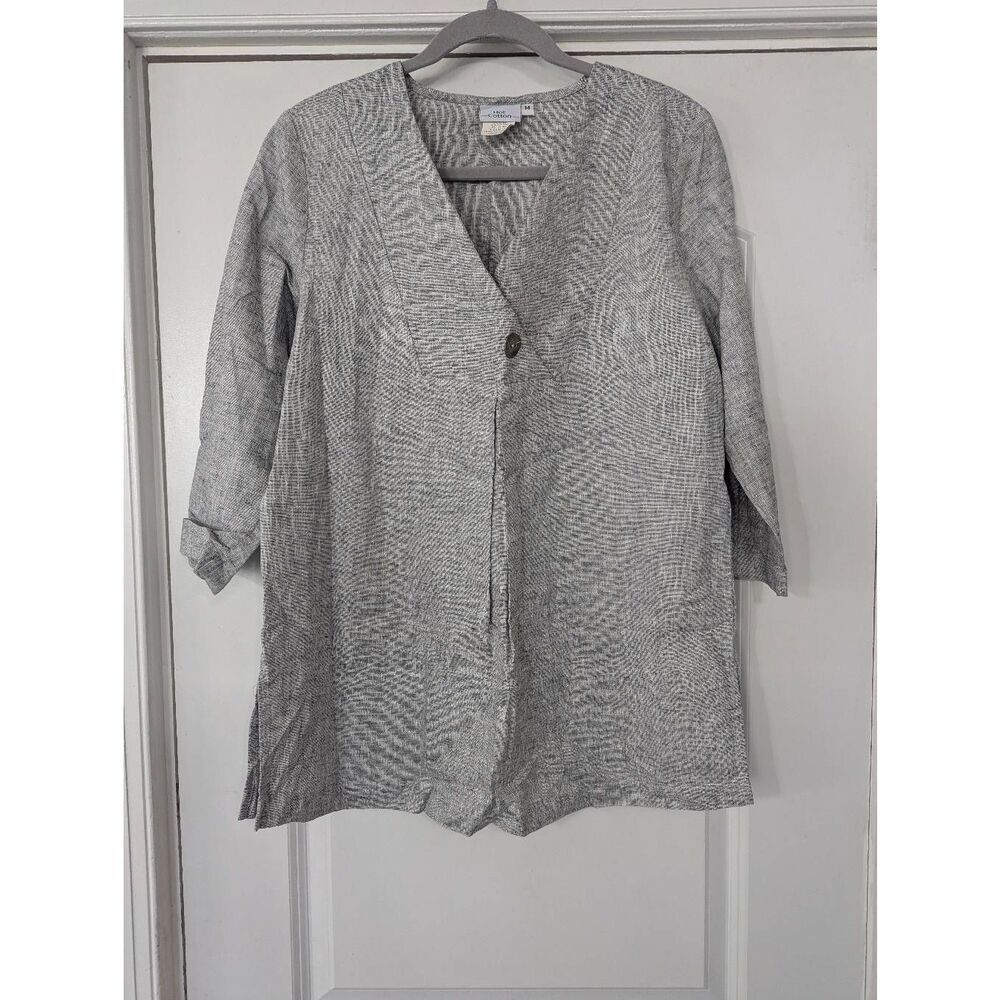 Hot Cotton Linen Blend Shirt women's‎ size medium silver tunic lagenlook